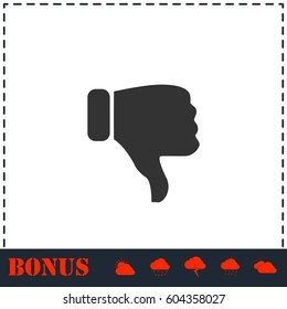 Thumbs down icon flat. Simple vector symbol and bonus icon