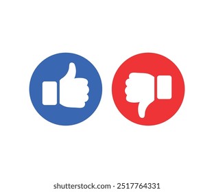 Thumbs up and thumbs down icon. Like and dislike. Set of thumb up icons vector design and illustration. 