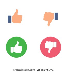 Thumbs up and down icon or like and dislike symbols icon set