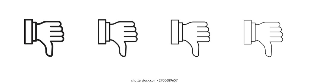 Diseño de línea de ícono de pulgares hacia abajo. conjunto de íconos de Vector de línea delgada.
