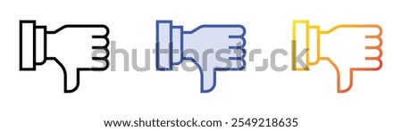 thumbs down icon. Linear, Blue Fill and Gradient Style Design Isolated On White Background