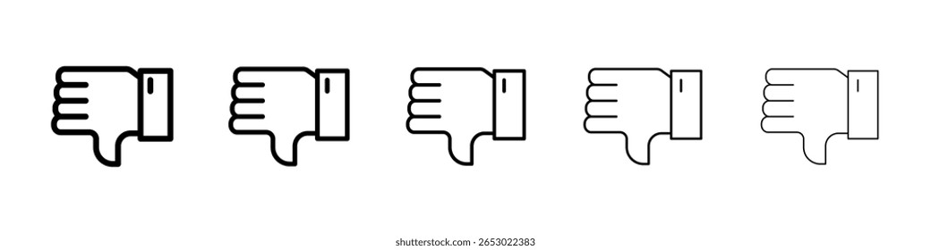 Daumen nach unten Symbol oder Logo-Illustration Umriss schwarz