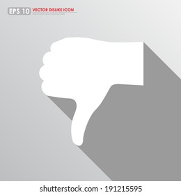 Thumbs down icon on gray background - disappointed & dislike concept