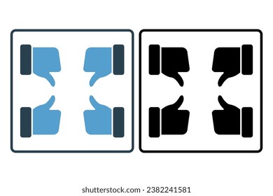 thumbs up and down Icon related to Feedback and Review. suitable for web site, app, user interfaces, printable etc. Solid icon style. Simple vector design editable