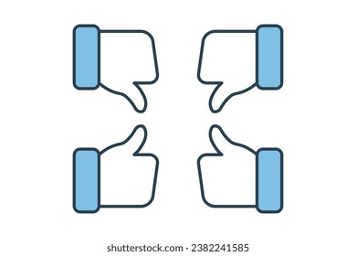 thumbs up and down Icon related to Feedback and Review. suitable for web site, app, user interfaces, printable etc. Flat line icon style. Simple vector design editable