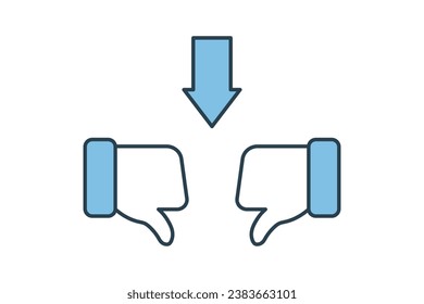 thumbs down Icon related to Feedback and Review. suitable for web site, app, user interfaces, printable etc. Flat line icon style. Simple vector design editable