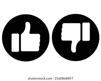 Thumbs up and down icon set with in black circle. like dislike icon set . do, don't icon vector, yes and no icon symbols.