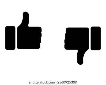 Thumbs up and down icon set in black. like dislike icon set . do, don't icon vector, yes and no icon symbols.