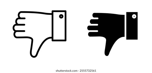 Thumbs down icon symbol collection on white background.
