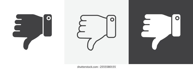 Thumbs down icon vector set for ui designs