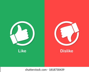 Thumbs up and down icon. White like and dislike icon. Do and Don't symbols