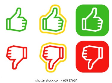 Thumbs up and down icons. Icons are aligned according to the pixel grid. It means that the images are prepared to use in small-sizes. It's specifically for the Web.