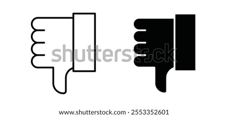 Thumbs down icons in black filled and outlined style