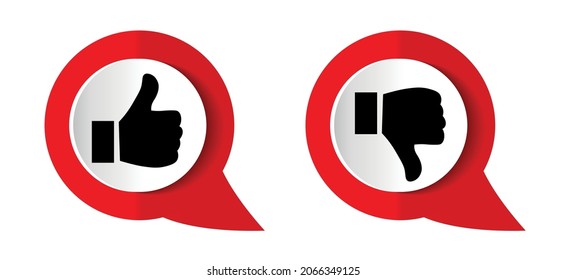 Thumbs up and thumbs down Icons - Like and Dislike. Vector illustration.