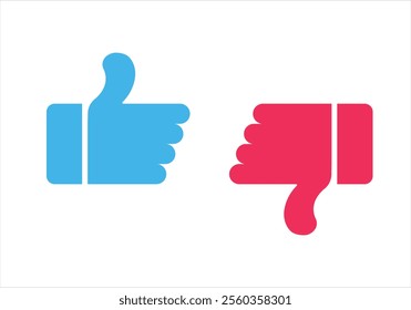 Thumbs Up and Thumbs Down Icons, Minimalist Design. 