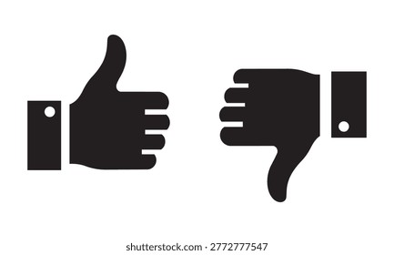 Thumbs up and thumbs down icons positive and negative feedback