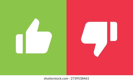 Los Pulgares Arriba y Pulgares Abajo Iconos Establecidos. Símbolo de Me Gusta y No Me Gusta para Calificación y Comentarios.