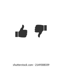 Thumbs up and thumbs down icons. Silhouette like button and dislike button. Simple linear stroke, outline style. Vector line icons set isolated on white background