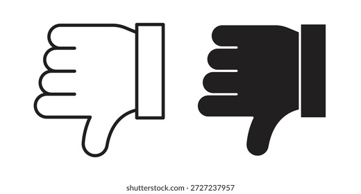 Iconos de pulgar hacia abajo. Ilustración vectorial para App y diseños