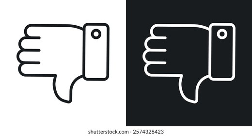 Thumbs down icons in thin black and white stroke liner style
