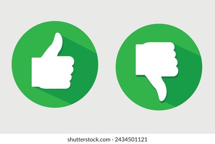 Pulgares arriba y abajo aislados sobre fondo verde, concepto de marca de calidad. Iconos abstractos del vector para el comentario compartido.

Elementos de diseño para Marketing, Negocio, Publicidad, Red Digital.