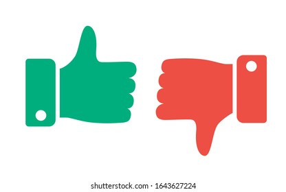Thumbs up and thumbs down, like and deslike symbol, positive and negative icon. High quality illustration. Vector design.
