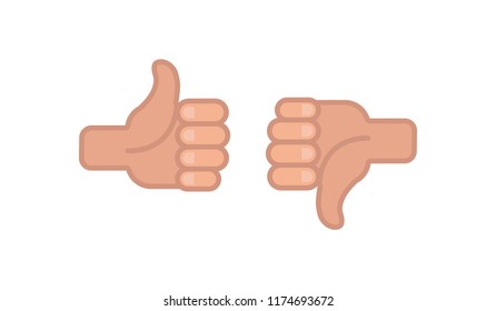 Thumbs up and down, like and dislike concept