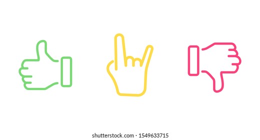 Thumbs up and Thumbs down. Like or dislike. Customer satisfaction. Like a Lot. Feedback concept customer.