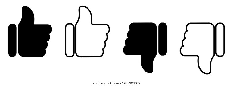 Thumbs up and thumbs down. Like and dislike icon. Line Art Style
