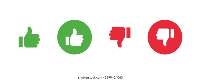 Thumbs up and thumbs down. Like dislike icon sign. Stock vector.