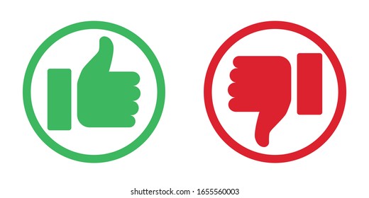 Thumbs up and down like dislike icons for social network