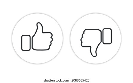 Thumbs up and down like dislike icons for social network. Vector illustration
