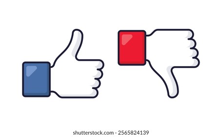 Thumbs Up And Down. Like and dislike unlike thumb icons. Set of thumb icons. Vector illustration.