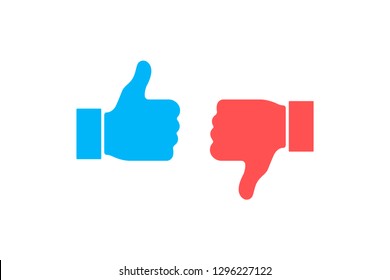 Thumbs up and thumbs down. Like or dislike. Vector illustration line icon.