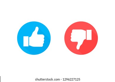 Thumbs up and thumbs down. Like or dislike. Vector illustration line icon.