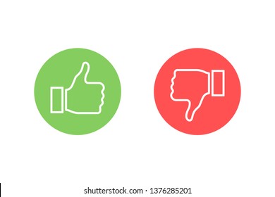 Thumbs Up And Thumbs Down. Like Or Dislike. Vector Illustration Line Icon.