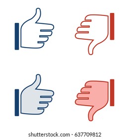 Thumbs up and down - I like it - icon set	