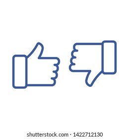 Thumbs up and thumbs down line icon logo