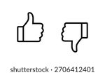 Thumbs up and down outline icon. Like and dislike gesture symbol