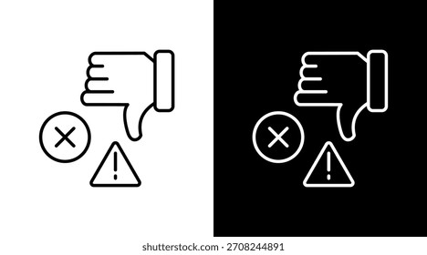 Pulgares hacia abajo Esquema Blanco Icono Set Diseño