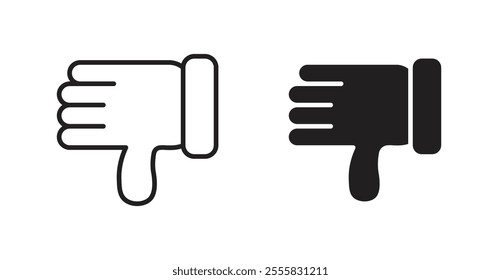 Thumbs down outlined and solid icon vector collection.