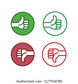 Thumbs up and down, positive and negative vote, like and dislike, vector icon