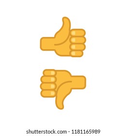 Thumbs up and down, positive and negative vote, like and dislike, vector icon