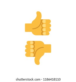 Thumbs up and down, positive and negative vote, like and dislike, vector icon