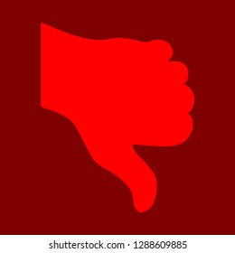 Thumbs down. Red dislike symbol on red background. isolated vector file. Communication, Smartphone, Chat, Copywriting, Internet.