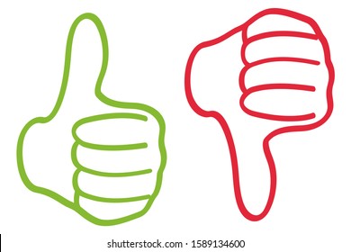 thumbs up and down in red and green