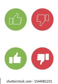 Thumbs up thumbs down red and green isolated vector like social media signs. EPS 10