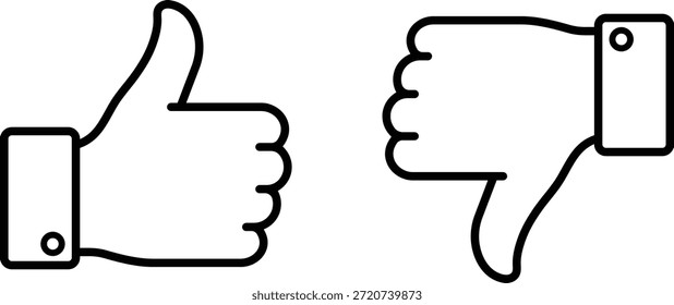 Thumbs Up and Thumbs Down Representing Approval and Disapproval like dislike