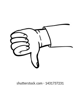 Thumbs down, a sign of disagreement, bad, would not recommend.