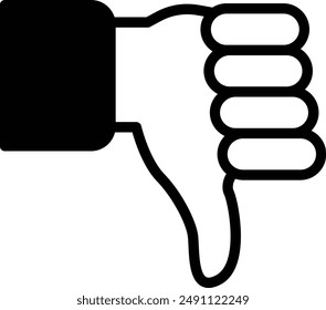 A thumbs down sign is shown in black and white. The sign is a symbol of disapproval or dissatisfaction